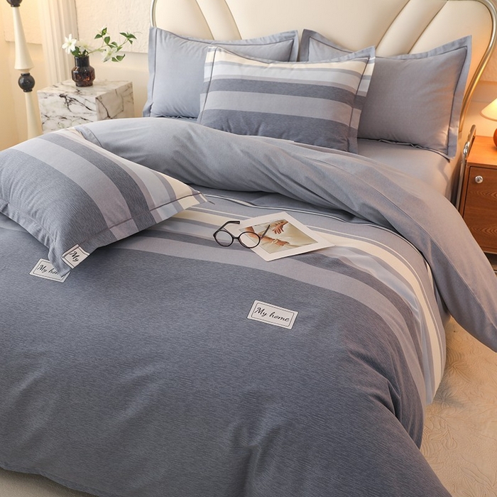 91家纺网 家纺一手货源 找家纺 木易家居 2026新款全棉磨毛印花四件套 莫兰迪