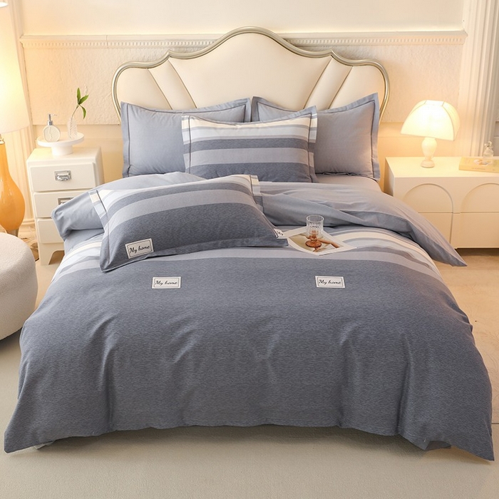 木易家居2026新款全棉磨毛印花四件套 莫兰迪