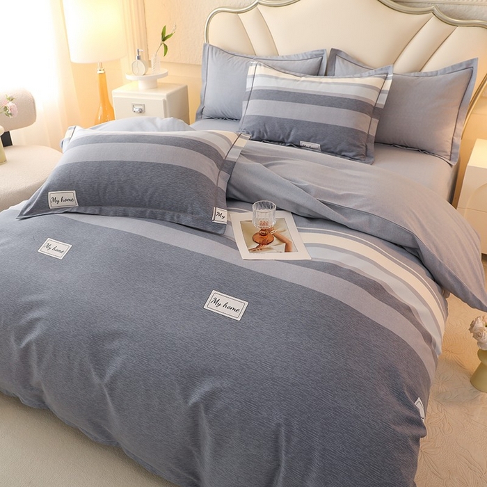 91家纺网 家纺一手货源 找家纺 木易家居 2026新款全棉磨毛印花四件套 莫兰迪