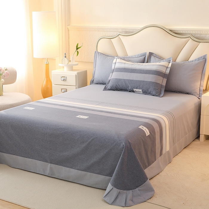 91家纺网 家纺一手货源 找家纺 木易家居 2026新款全棉磨毛印花四件套 莫兰迪