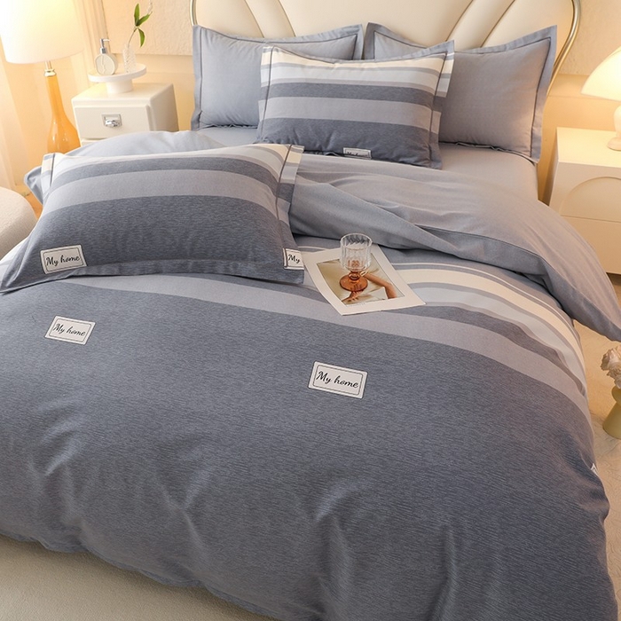 91家纺网 家纺一手货源 找家纺 木易家居 2026新款全棉磨毛印花四件套 莫兰迪