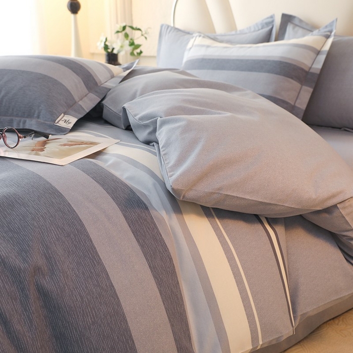 91家纺网 家纺一手货源 找家纺 木易家居 2026新款全棉磨毛印花四件套 莫兰迪