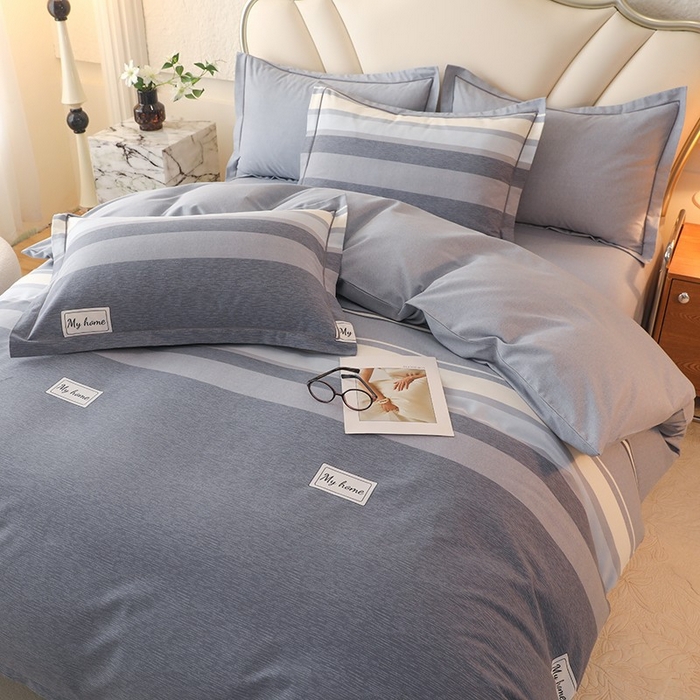 91家纺网 家纺一手货源 找家纺 木易家居 2026新款全棉磨毛印花四件套 莫兰迪