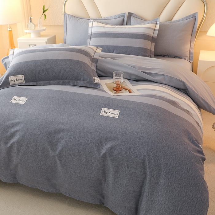 91家纺网 家纺一手货源 找家纺 木易家居 2026新款全棉磨毛印花四件套 莫兰迪