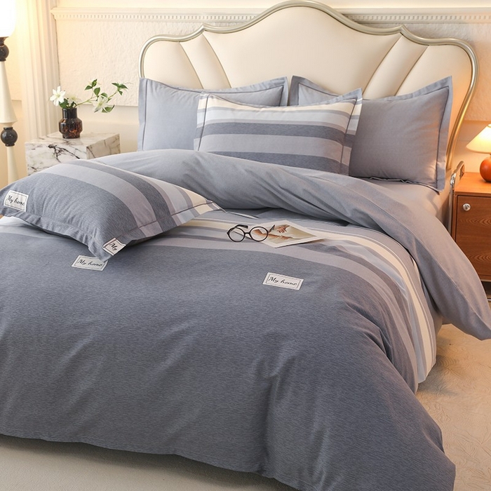 91家纺网 家纺一手货源 找家纺 木易家居 2026新款全棉磨毛印花四件套 莫兰迪