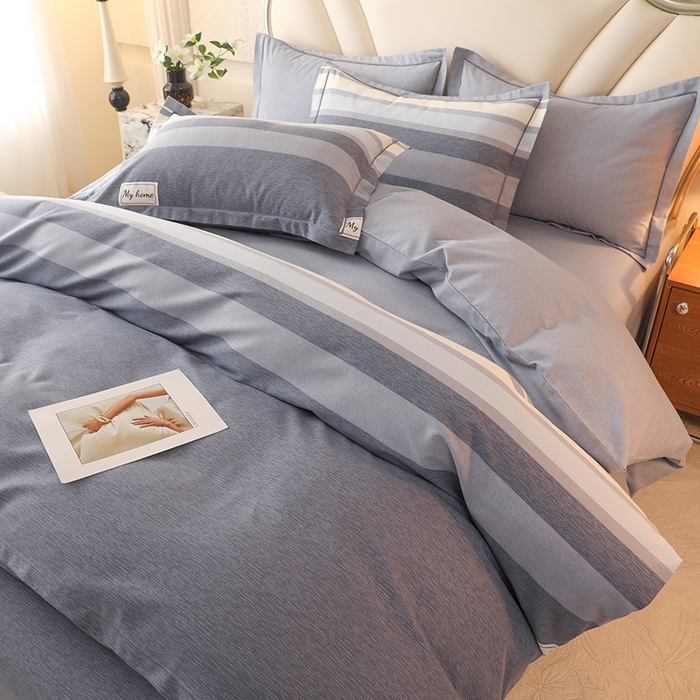 91家纺网 家纺一手货源 找家纺 木易家居 2026新款全棉磨毛印花四件套 莫兰迪