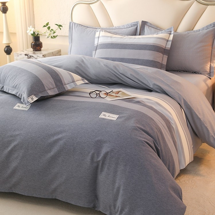 91家纺网 家纺一手货源 找家纺 木易家居 2026新款全棉磨毛印花四件套 莫兰迪