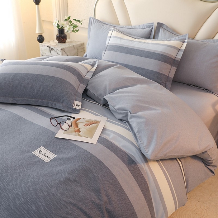 91家纺网 家纺一手货源 找家纺 木易家居 2026新款全棉磨毛印花四件套 莫兰迪