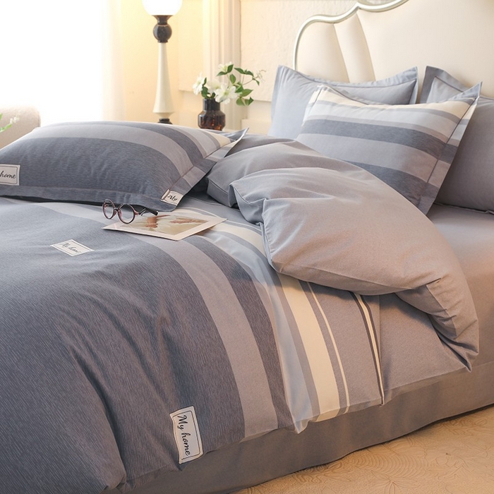 91家纺网 家纺一手货源 找家纺 木易家居 2026新款全棉磨毛印花四件套 莫兰迪