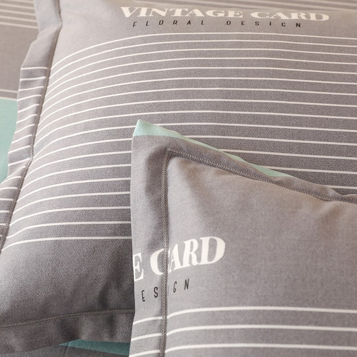 91家纺网 家纺一手货源 找家纺 木易家居 2026新款全棉磨毛印花四件套 绅士条纹