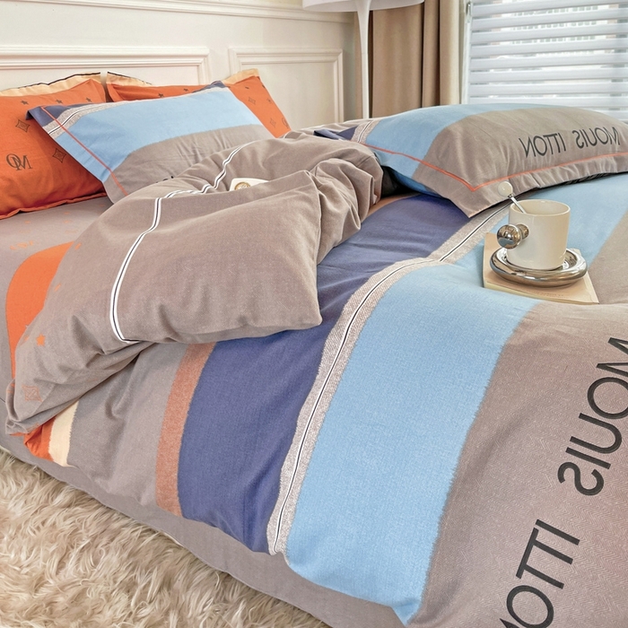 91家纺网 家纺一手货源 找家纺 木易家居 2026新款全棉磨毛印花四件套 圣托里尼桔