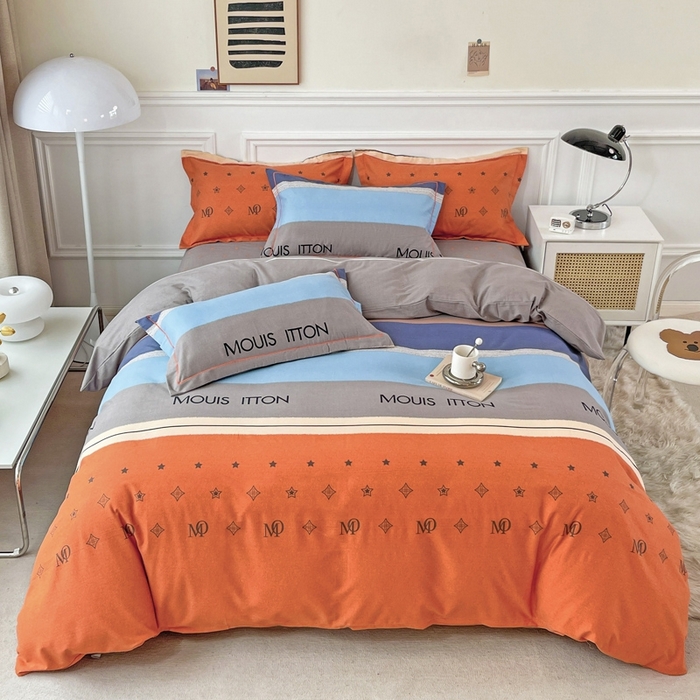 91家纺网 家纺一手货源 找家纺 木易家居 2026新款全棉磨毛印花四件套 圣托里尼桔