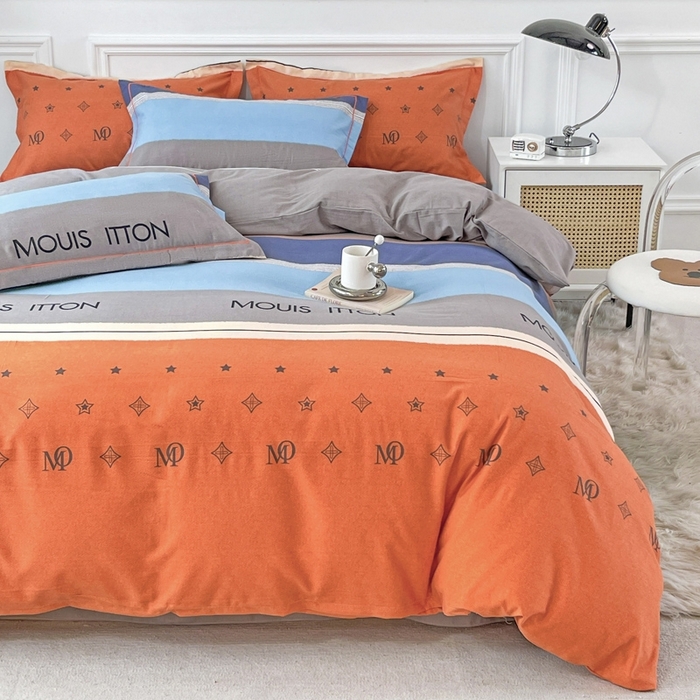 91家纺网 家纺一手货源 找家纺 木易家居 2026新款全棉磨毛印花四件套 圣托里尼桔