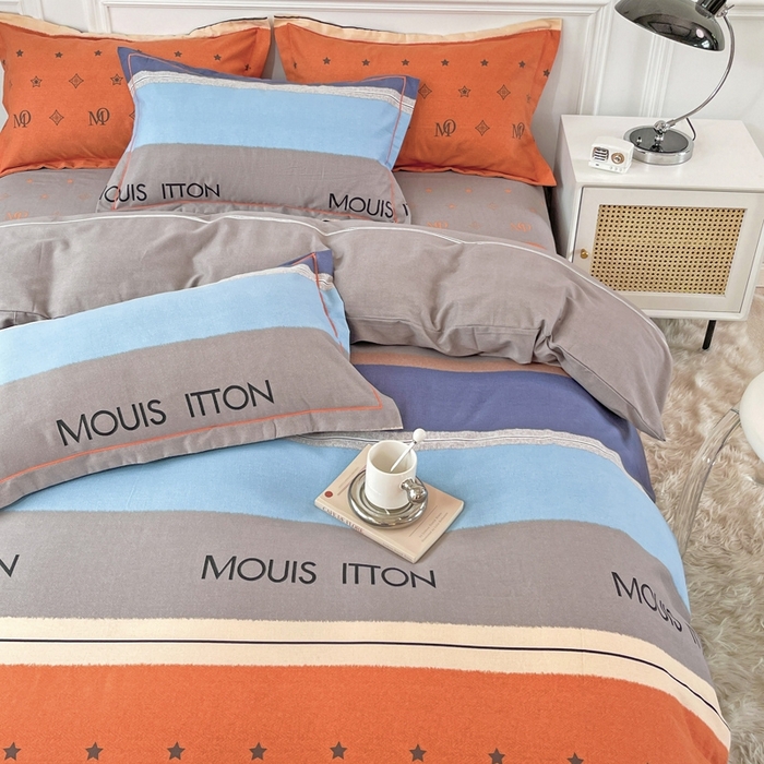 91家纺网 家纺一手货源 找家纺 木易家居 2026新款全棉磨毛印花四件套 圣托里尼桔