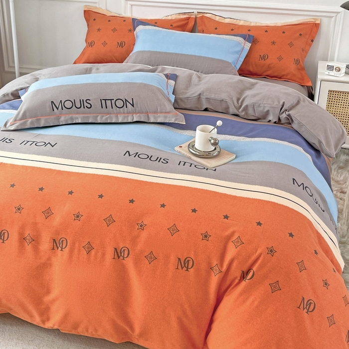 91家纺网 家纺一手货源 找家纺 木易家居 2026新款全棉磨毛印花四件套 圣托里尼桔