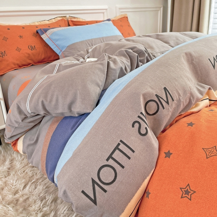 91家纺网 家纺一手货源 找家纺 木易家居 2026新款全棉磨毛印花四件套 圣托里尼桔