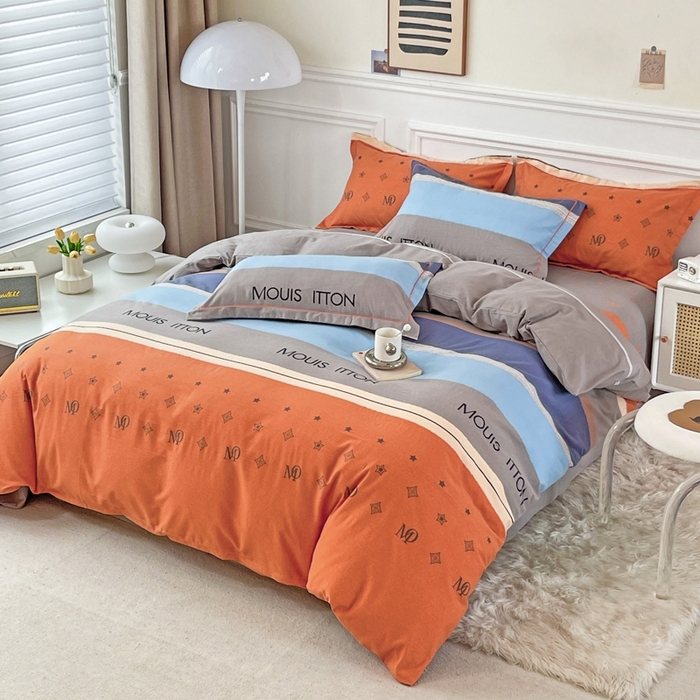 91家纺网 家纺一手货源 找家纺 木易家居 2026新款全棉磨毛印花四件套 圣托里尼桔