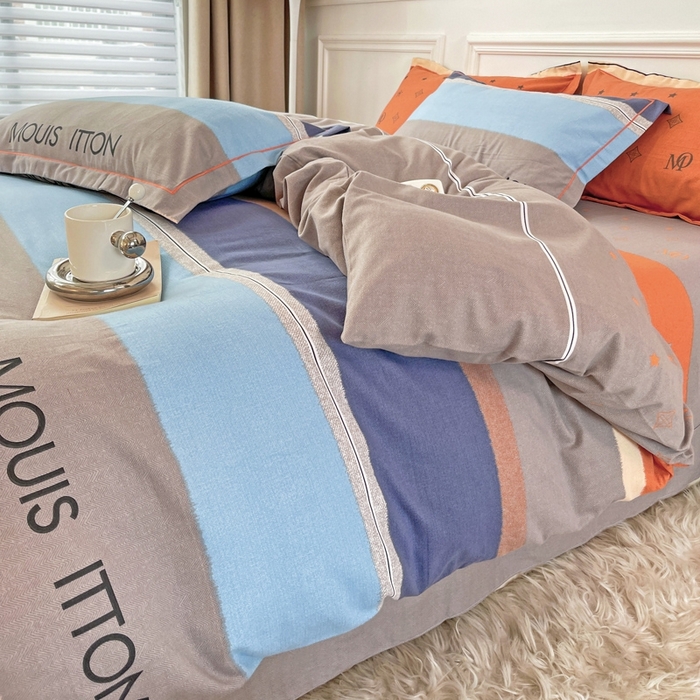 91家纺网 家纺一手货源 找家纺 木易家居 2026新款全棉磨毛印花四件套 圣托里尼桔