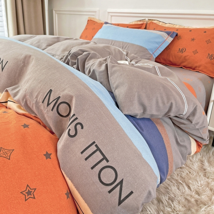 91家纺网 家纺一手货源 找家纺 木易家居 2026新款全棉磨毛印花四件套 圣托里尼桔