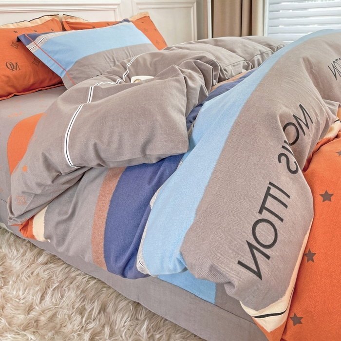 91家纺网 家纺一手货源 找家纺 木易家居 2026新款全棉磨毛印花四件套 圣托里尼桔