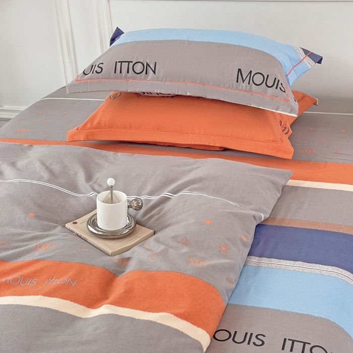 91家纺网 家纺一手货源 找家纺 木易家居 2026新款全棉磨毛印花四件套 圣托里尼桔