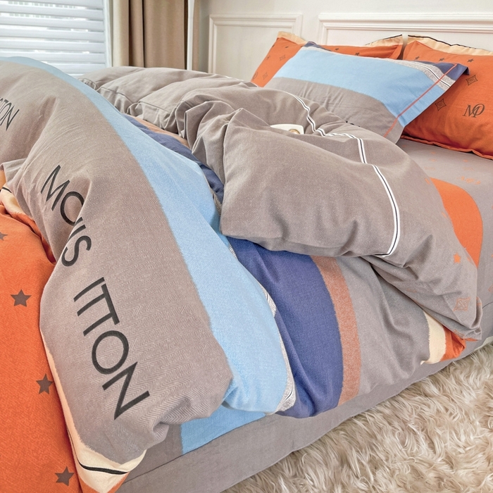 91家纺网 家纺一手货源 找家纺 木易家居 2026新款全棉磨毛印花四件套 圣托里尼桔