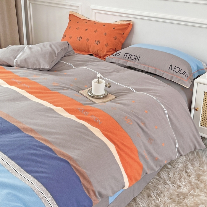 91家纺网 家纺一手货源 找家纺 木易家居 2026新款全棉磨毛印花四件套 圣托里尼桔