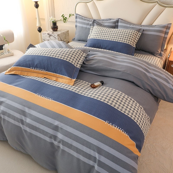 91家纺网 家纺一手货源 找家纺 木易家居 2026新款全棉磨毛印花四件套 水木年华