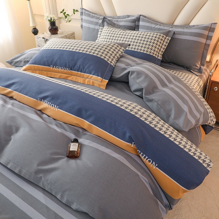 91家纺网 家纺一手货源 找家纺 木易家居 2026新款全棉磨毛印花四件套 水木年华