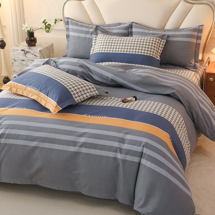 91家纺网 家纺一手货源 找家纺 木易家居 2026新款全棉磨毛印花四件套 水木年华