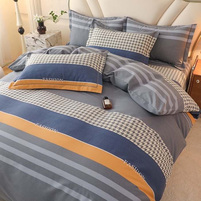 91家纺网 家纺一手货源 找家纺 木易家居 2026新款全棉磨毛印花四件套 水木年华