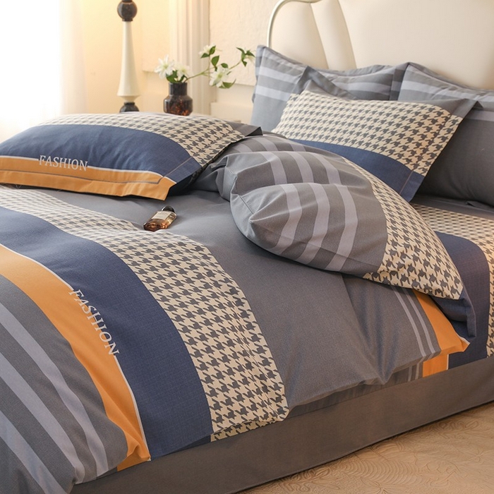 91家纺网 家纺一手货源 找家纺 木易家居 2026新款全棉磨毛印花四件套 水木年华