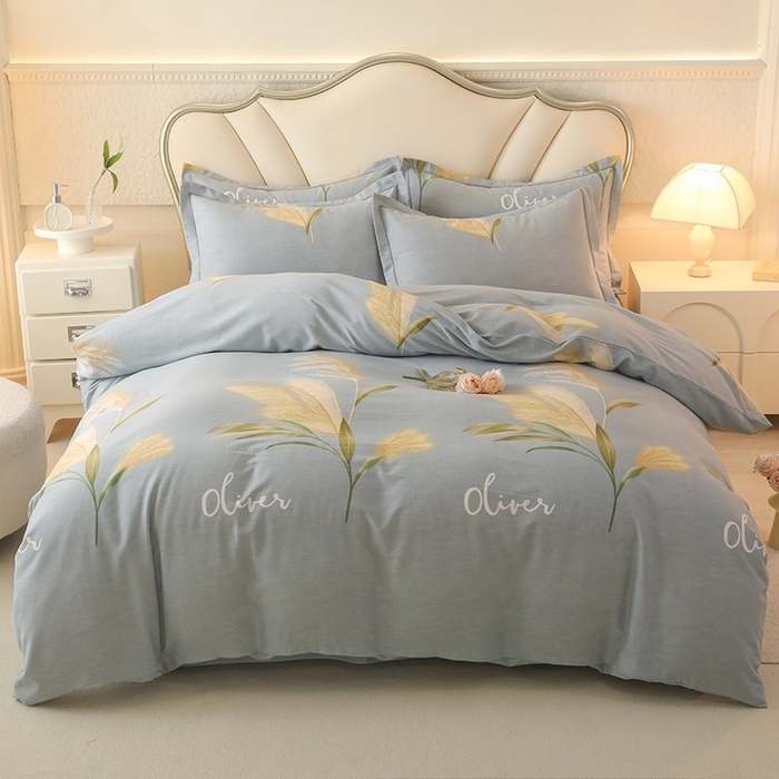 木易家居2026新款全棉磨毛印花四件套 香语芦苇