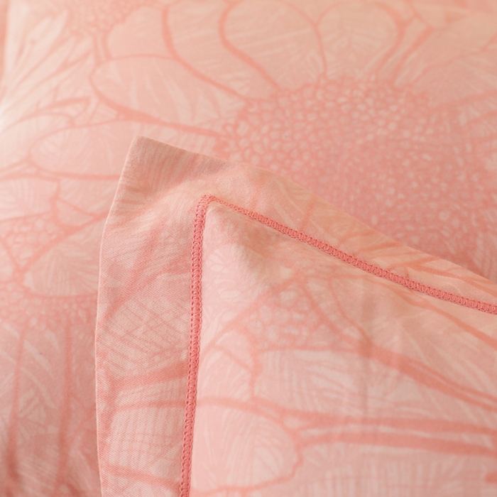 91家纺网 家纺一手货源 找家纺 木易家居 2026新款全棉磨毛印花四件套 向阳花开-粉