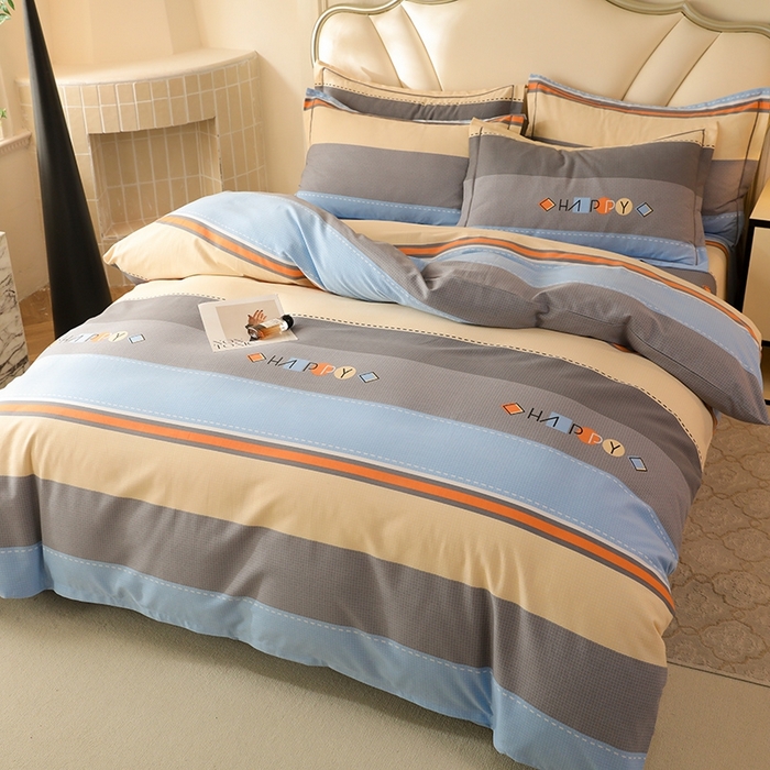 91家纺网 家纺一手货源 找家纺 木易家居 2026新款全棉磨毛印花四件套 心有所属