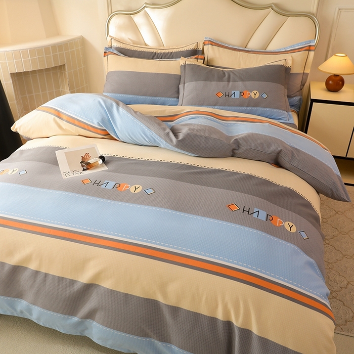 91家纺网 家纺一手货源 找家纺 木易家居 2026新款全棉磨毛印花四件套 心有所属