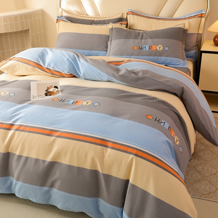 91家纺网 家纺一手货源 找家纺 木易家居 2026新款全棉磨毛印花四件套 心有所属