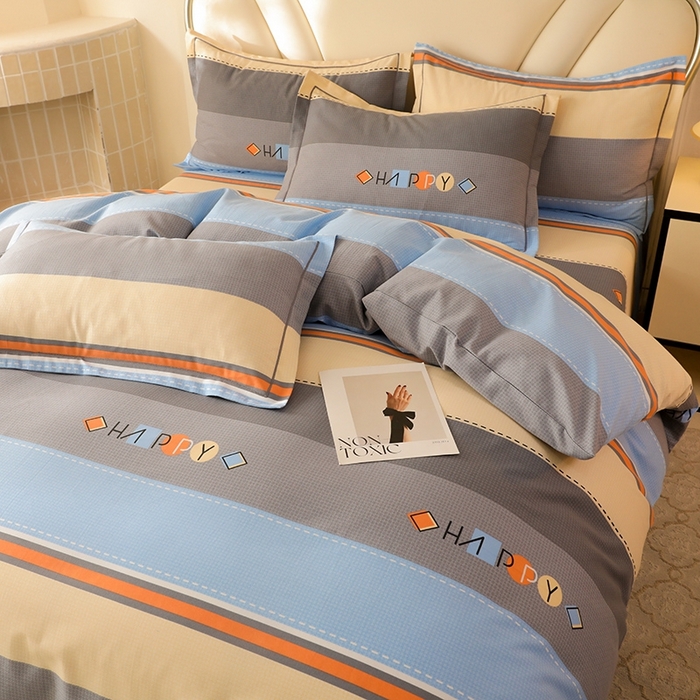 91家纺网 家纺一手货源 找家纺 木易家居 2026新款全棉磨毛印花四件套 心有所属