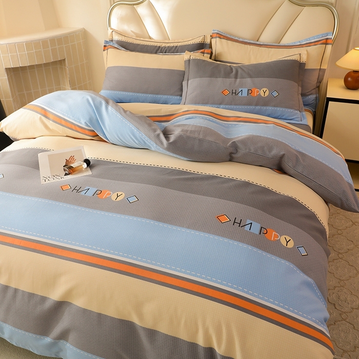 91家纺网 家纺一手货源 找家纺 木易家居 2026新款全棉磨毛印花四件套 心有所属