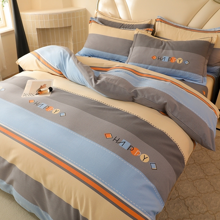 91家纺网 家纺一手货源 找家纺 木易家居 2026新款全棉磨毛印花四件套 心有所属