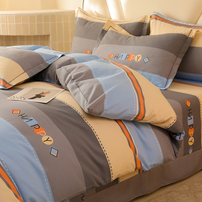 91家纺网 家纺一手货源 找家纺 木易家居 2026新款全棉磨毛印花四件套 心有所属