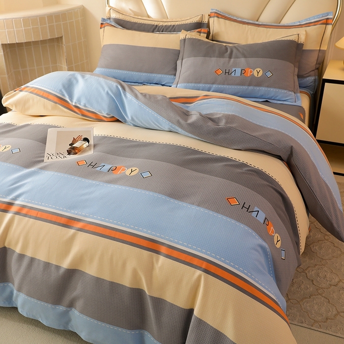 91家纺网 家纺一手货源 找家纺 木易家居 2026新款全棉磨毛印花四件套 心有所属