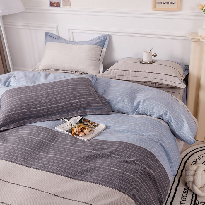 91家纺网 家纺一手货源 找家纺 木易家居 2026新款全棉磨毛印花四件套 轩尼诗-蓝