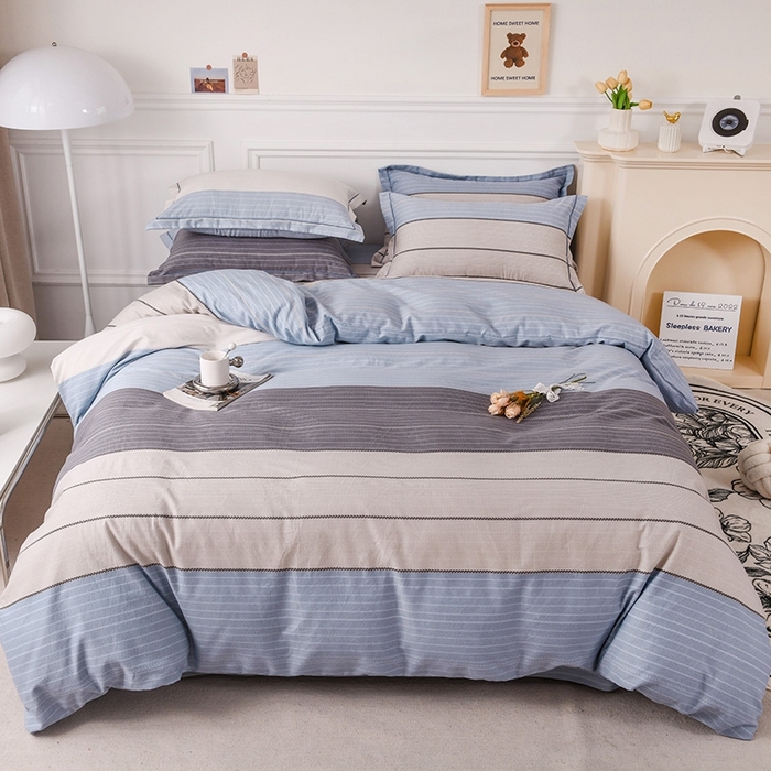 91家纺网 家纺一手货源 找家纺 木易家居 2026新款全棉磨毛印花四件套 轩尼诗-蓝