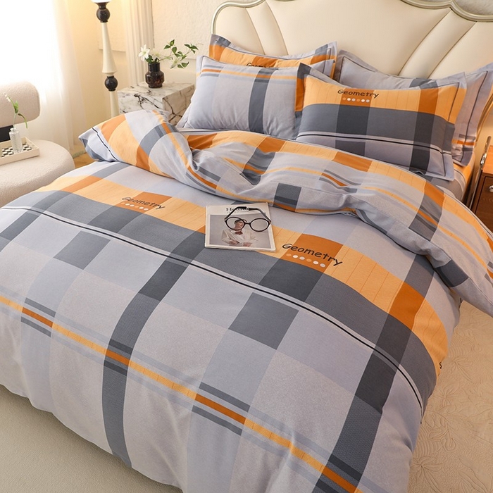 91家纺网 家纺一手货源 找家纺 木易家居 2026新款全棉磨毛印花四件套 印象欧风