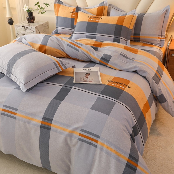 91家纺网 家纺一手货源 找家纺 木易家居 2026新款全棉磨毛印花四件套 印象欧风