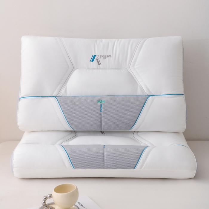 织布人 2025新款枕芯云柔棉艾护颈SPA护颈枕头成人家用助睡眠专用枕芯 云柔艾护颈SPA枕-灰色