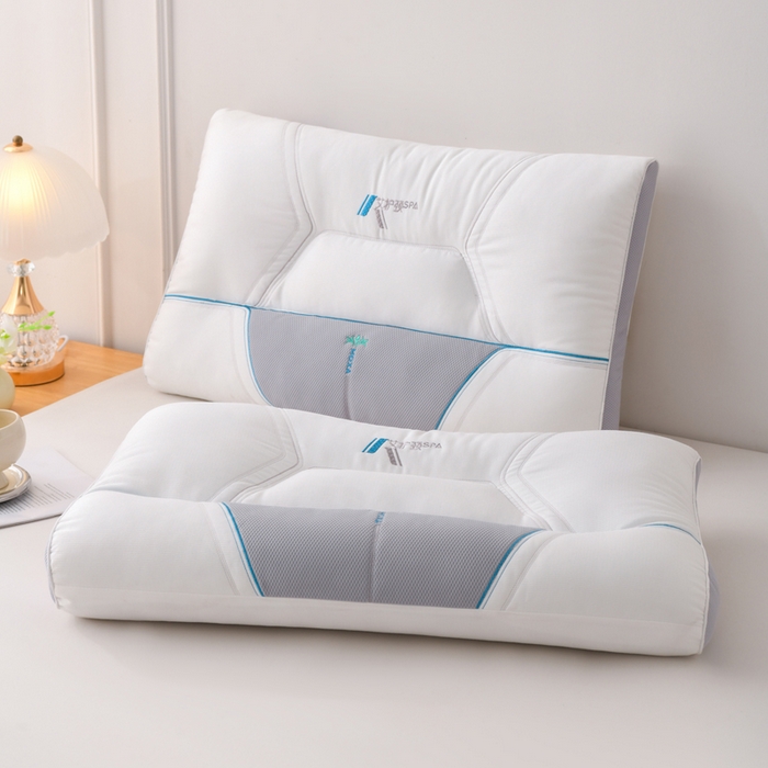 91家纺网 家纺一手货源 找家纺 织布人 2025新款枕芯云柔棉艾护颈SPA护颈枕头成人家用助睡眠专用枕芯 云柔艾护颈SPA枕-灰色