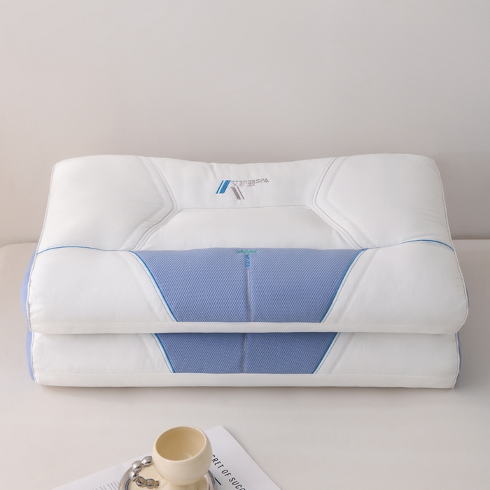 91家纺网 家纺一手货源 找家纺 织布人 2025新款枕芯云柔棉艾护颈SPA护颈枕头成人家用助睡眠专用枕芯 云柔艾护颈SPA枕-蓝色