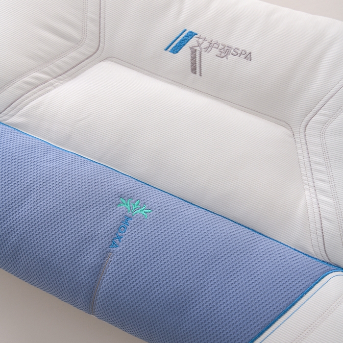 91家纺网 家纺一手货源 找家纺 织布人 2025新款枕芯云柔棉艾护颈SPA护颈枕头成人家用助睡眠专用枕芯 云柔艾护颈SPA枕-蓝色